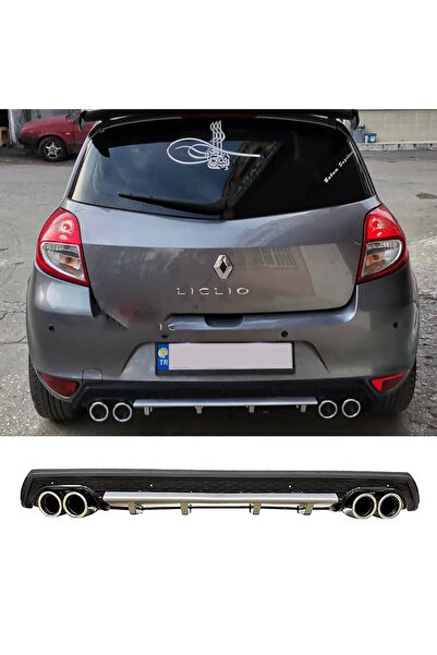MKG Otomotiv Renault Clio 3 HB Uyumlu  Gri Difüzör Çiftli Yuvarlak Egzoz Görü...