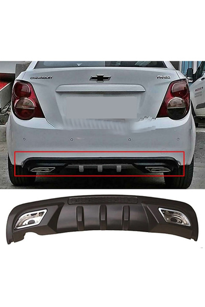 MKG Otomotiv Chevrolet Aveo  Uyumlu Sedan Difüzör Difizör Siyah + Kare Egzoz ...