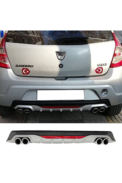 MKG Otomotiv Dacia Sandero Uyumlu Gri Difüzör Difizör Yuvarlak Egzoz Görünüm ...