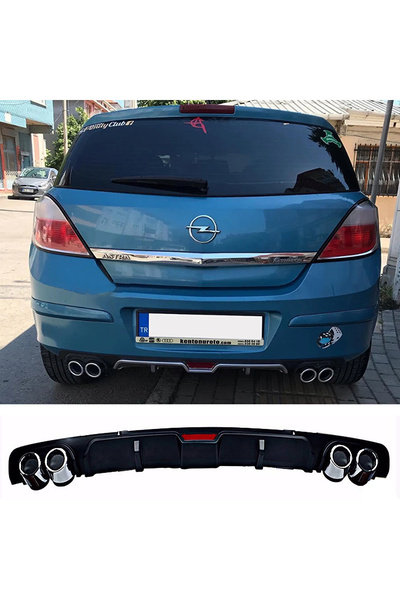 MKG Otomotiv Opel Astra H Siyah Difüzör 4 Krom Uyumlu  Egzoz Görünümlü Difizö...