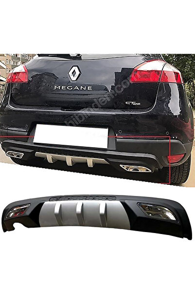 MKG Otomotiv Renault Megane Mk3 HB Difüzör Difizör Gri + Kare Egzoz Görünüm C...