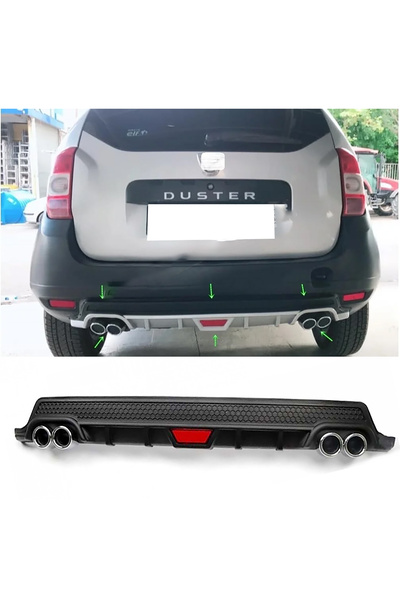 MKG Otomotiv Dacia Duster 1 Siyah Difüzör Difizör Yuvarlak Egzoz Görünüm Kula...