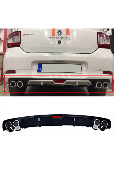 MKG Otomotiv Renault Symbol 3 Siyah Difüzör 4 Krom Egzoz Görünümlü Difizör Ar...