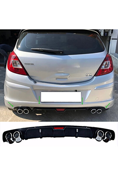 MKG Otomotiv Opel Corsa D Siyah Difüzör 4 Krom Egzoz Görünümlü Difizör Arka Ek Body Kit