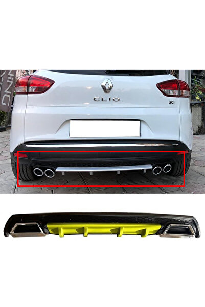 MKG Otomotiv Renault Clio Mk4  Uyumlu SportTourer SW Sarı Difüzör Çiftli Kare...