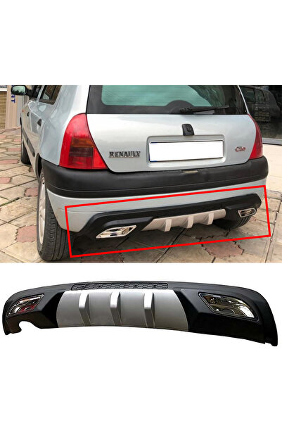 MKG Otomotiv Renault Clio Mk2 Uyumlu  Difüzör Difizör Gri + Kare Egzoz Görünü...