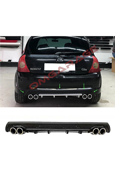 MKG Otomotiv Renault Clio Mk2 Uyumlu  HB Siyah Difüzör Çiftli Yuvarlak Egzoz ...
