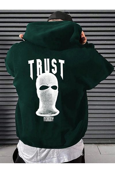 MOONBULL Ανδρικό φούτερ με στάμπα με κουκούλα Trust Nobody Back
