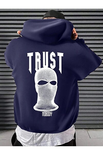 MOONBULL Muška majica Oversize kroj Trust Nobody Back Štampano Sa kapuljačom