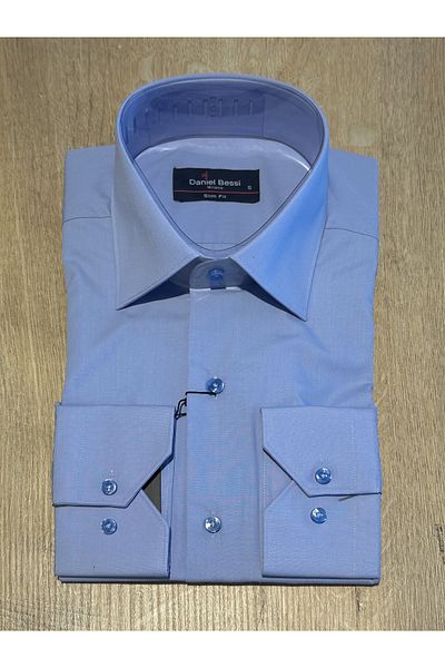 Daniel Bessi Ανδρικό πουκάμισο με μακρύ μανίκι Slim Fit Basic Cotton Lilac