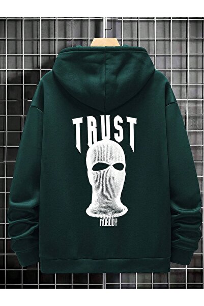 MOONBULL Ανδρικό φούτερ με στάμπα με κουκούλα Trust Nobody Back