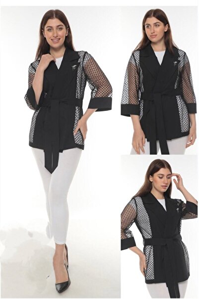 HaiModa Kadın Ceket Büyük Beden Kol Yan File