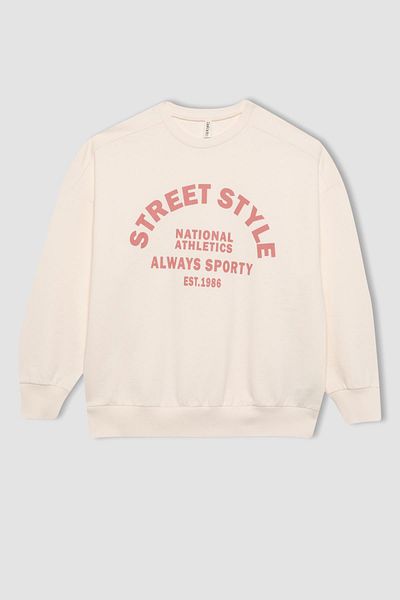 DeFacto 2-Piece Set for Girl - Crew Neck Printed Sweatshirt and Sweatpants C0507A824Sp