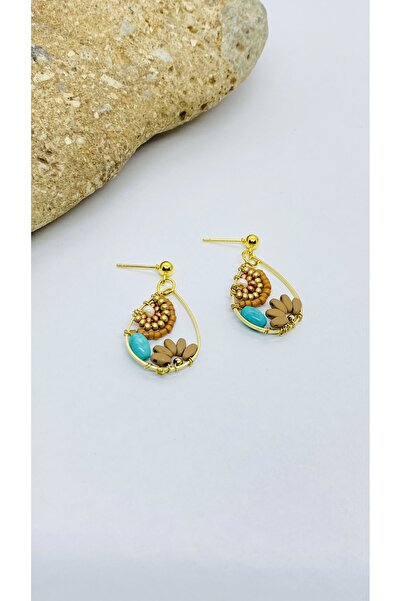 Porsuk Alternatif تصميم يدوي أقراط نسائية من الخرز المحبوك