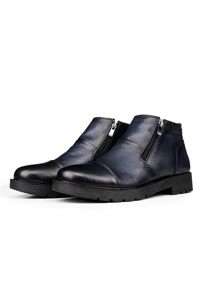 Ducavelli Liverpool Genuine Leather Non-Slip Sole Zippered Chelsea Daily Boots Navy Blue