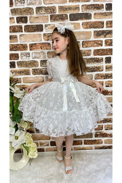 Mnk Daisy Lace Girl's Dress White