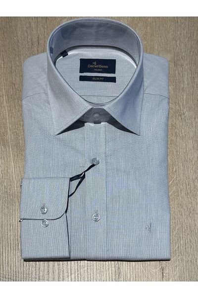 Daniel Bessi Μακρυμάνικο Slim Fit Basic Βαμβακερό Γκρι Κλασικό Ανδρικό Πουκάμισο