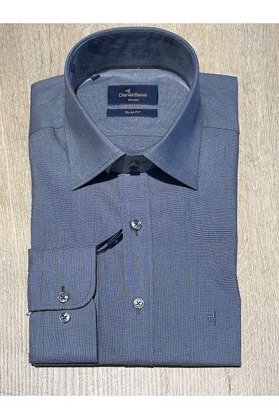 Daniel Bessi Μακρυμάνικο Slim Fit Basic Βαμβακερό Ανθρακί Κλασικό Ανδρικό Πουκάμισο
