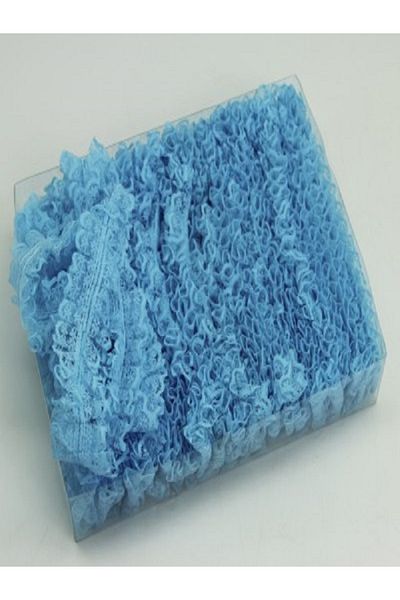 Kazanabil LACE PLEATED STRIP RIBBON DECORATION MATERIAL BLUE 1MT