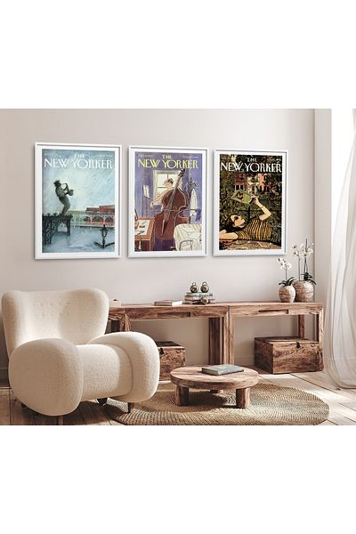 HOMEPACK Set de pictură înrămată din 3 piese Pictură poster din seria New Yorker HPN163