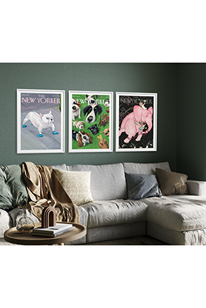 HOMEPACK Set de pictură înrămată din 3 piese Pictură poster din seria New Yor...