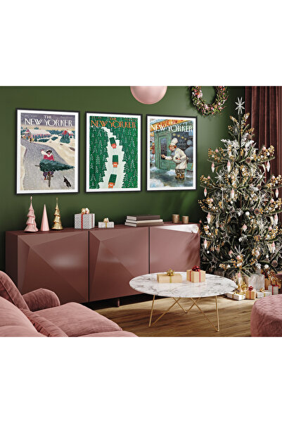 HOMEPACK Set de pictură înrămată din 3 piese Pictură poster din seria New Yor...