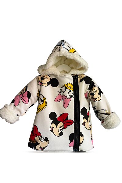 happykds123 Palton pentru copii cu model Mickey Mouse - țesătură cu 3 fire, pluș de miel, unu la unu, material ușor, pentru frig