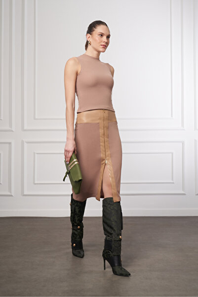 UTOPIAN Kolsuz Sıfır Yaka Örme Crop Bluz