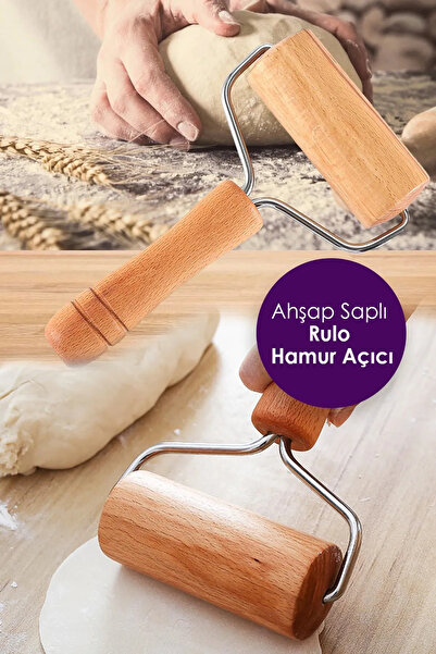 MorPort Ahşap Saplı Rulo Hamur Açıcı Merdane Pürüzsüz Oklava Pizza Börek Açma...