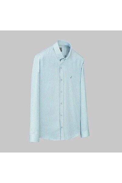 Sarar GOIAS KARELİ YEŞİL GÖMLEK-Yeşil - XXL