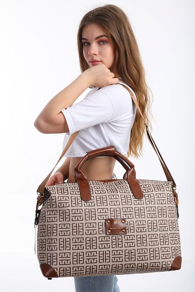 By Hakan MIAMI POLO 1203E Μεγάλη Βαλίτσα Χειρός Βαλίτσα Ταξιδιωτική τσάντα διακοπών ΜΙΝΚ-ΤΑΜΠΑ-ΤΥΠΗΜΕΝΗ