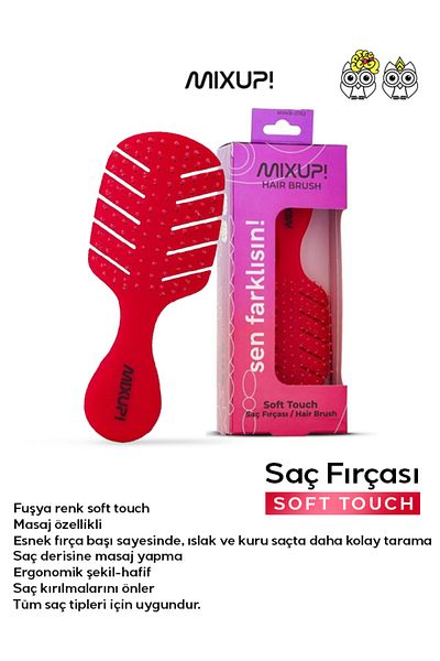 Mixup Mini Palm Soft Touch Hair Brush Fuchsia