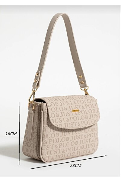 Just Polo Women's Stone Color Print Patterned Long Strap Shoulder Bag-Bd2197