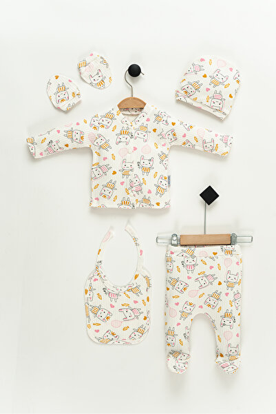 NEU KIDS Rabbit Pattern Hastane Çıkışı Organik Kumaş 100% Pamuk Tavşan Yenido...