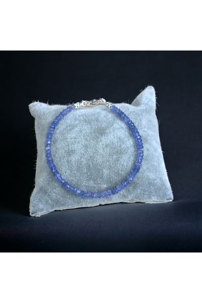 TURKMEN DOGAL TAS Mücevher Sınıfından Tanzanite Doğal Taş Bileklik Gümüş Klipsli