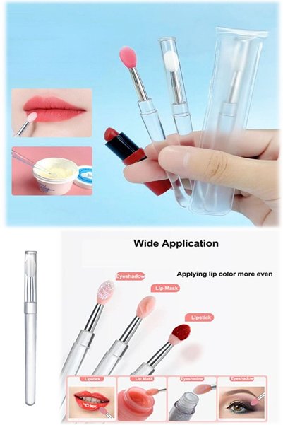 Nera Classy 3-Piece Eye, Lip, Nail Makeup Brush New Generation, Multifunctional Soft Silicone Applicator Set