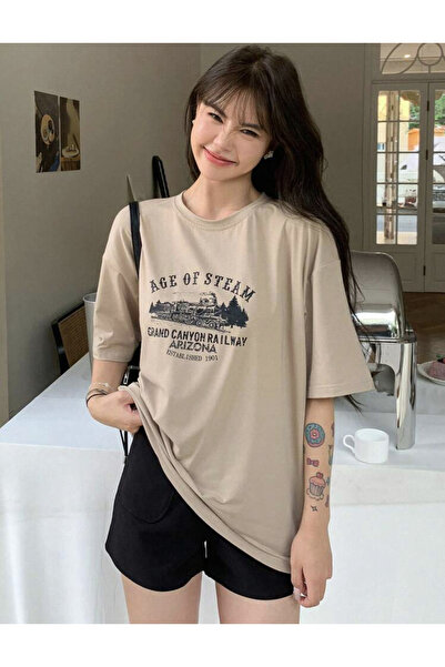 ALİKA Tricou supradimensionat pentru femei Age Of Steam bej