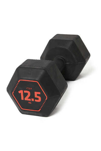 Decathlon 12.5 Kg Kauçuk Altıgen Dambıl - Siyah - Vücut Geliştirme