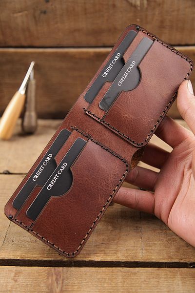 New Coast Leather 1900's Ръчно изработен минималистичен мъжки портфейл от естествена кожа