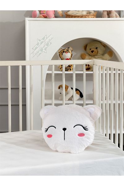 by ballı biocotton Plush Soft Cat Pillow Cute Gift - White