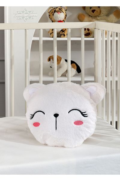 by ballı biocotton Plush Soft Cat Pillow Cute Gift - White