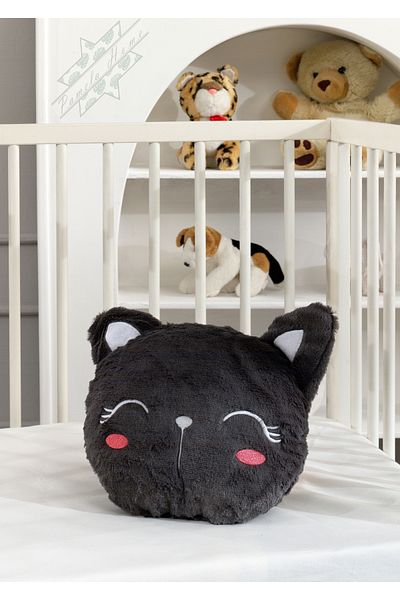 by ballı biocotton Plush Soft Cat Pillow Cute Gift - Anthracite Gray