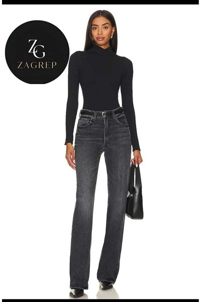 Zagrep Women's Black Zagrep Design Collar Detailed Double-Layer No-Interior Bodysuit