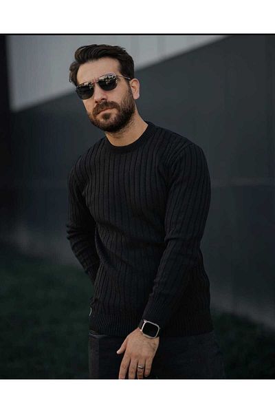 YONEZ MODA Трикотажен пуловер - дизайн с кръгло деколте
