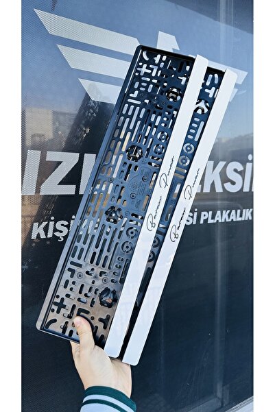 Hızlıpleksim Imza Fontlu Beyaz Zemin Takmatik Pleksi Plakalık