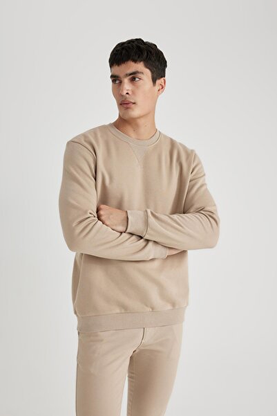 DeFacto Φούτερ με κανονική εφαρμογή Crew Neck Thick Basic Απλό T3777az24sp