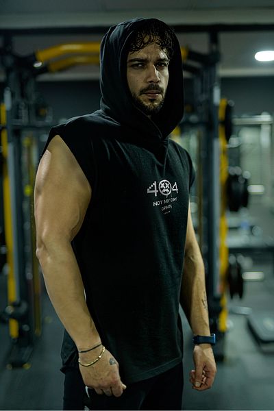 Oxlade Αθλητικός Αθλητής Αμάνικο GYM TOP TANK Κουκούλα 100% βαμβάκι 404 Not My Day Capshon ®