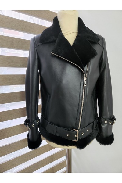 TREND Hakiki Kürklü Kuzu Derisi Pilot Mont