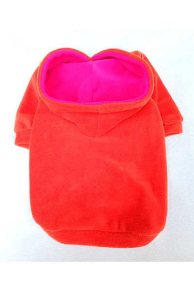PATİBÖR 100% Cotton Fabric Dog Apparel Hooded Sweatshirt with Orange Fleece Inside