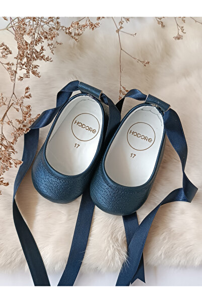 Hodore Fiore Navy Blue Genuine Leather Baby Ballerina Loafer